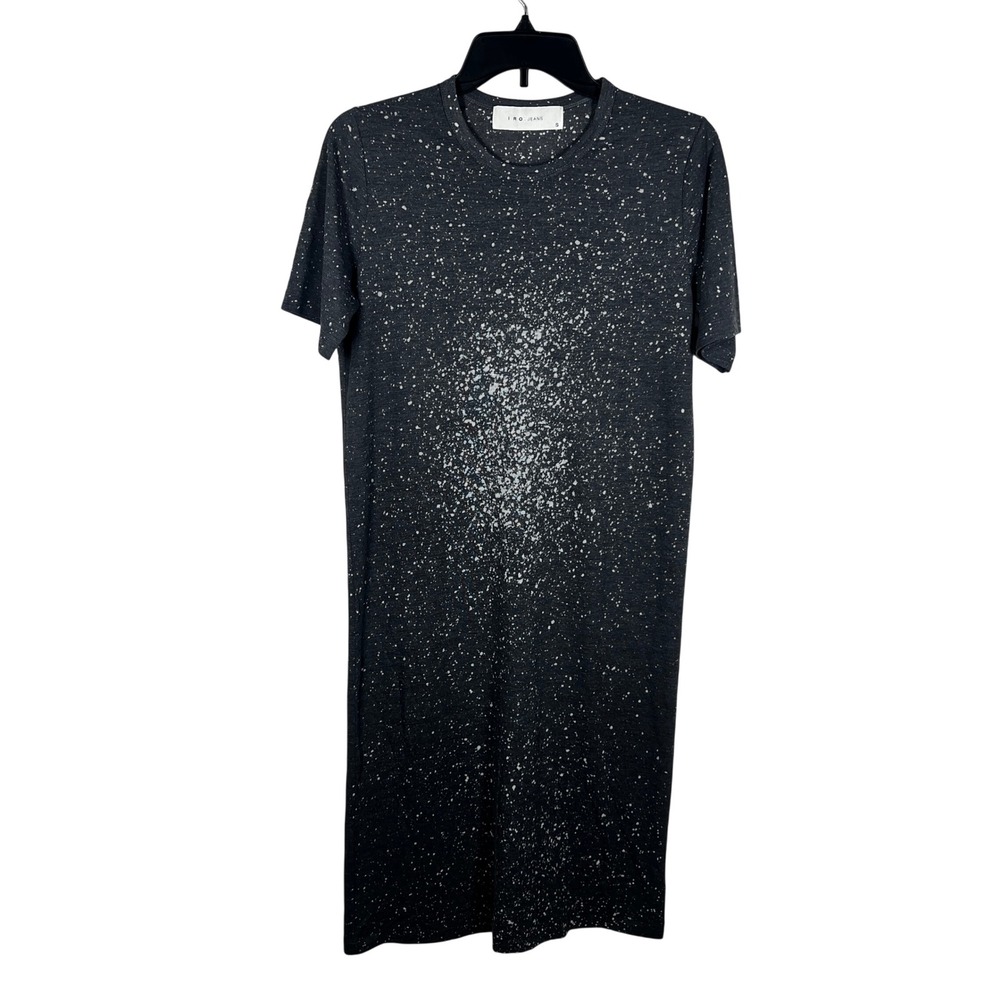 IRO‎ JEANS T-Shirt Dress Women Small Gray Speckled Short Sleeve Midi Casual Knit